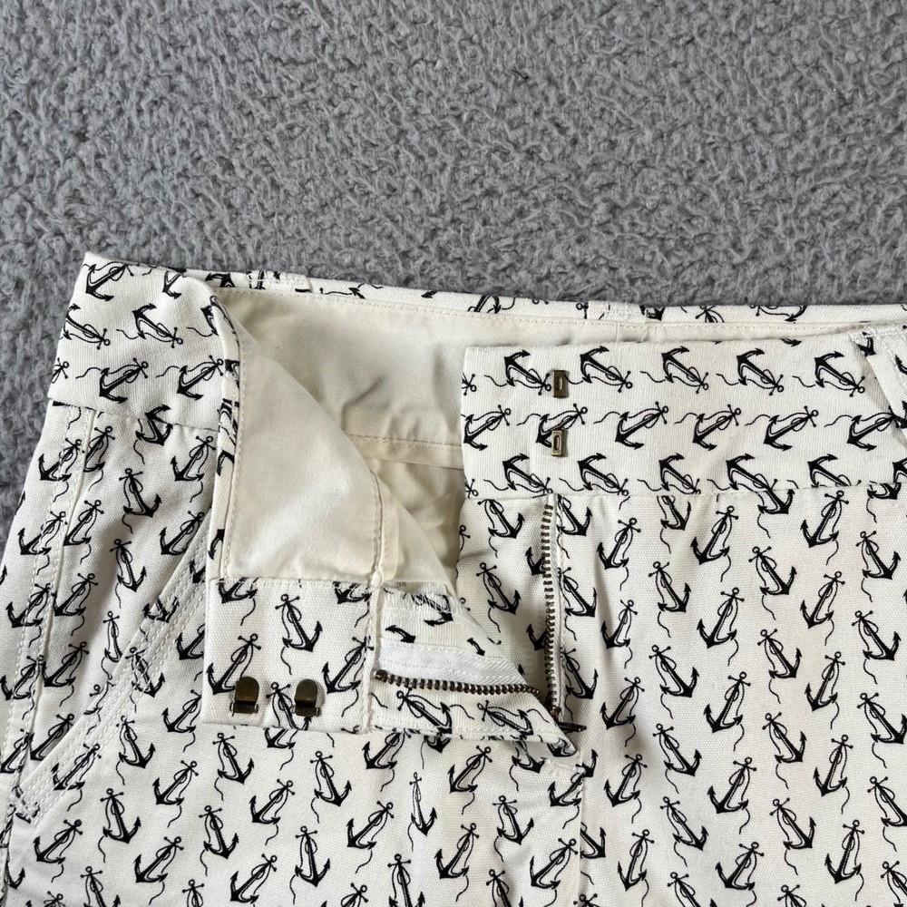 J.Crew Factory Women Ivory Anchor Print City Fit Cotton Shorts Size 0 NWT - Picture 9 of 11